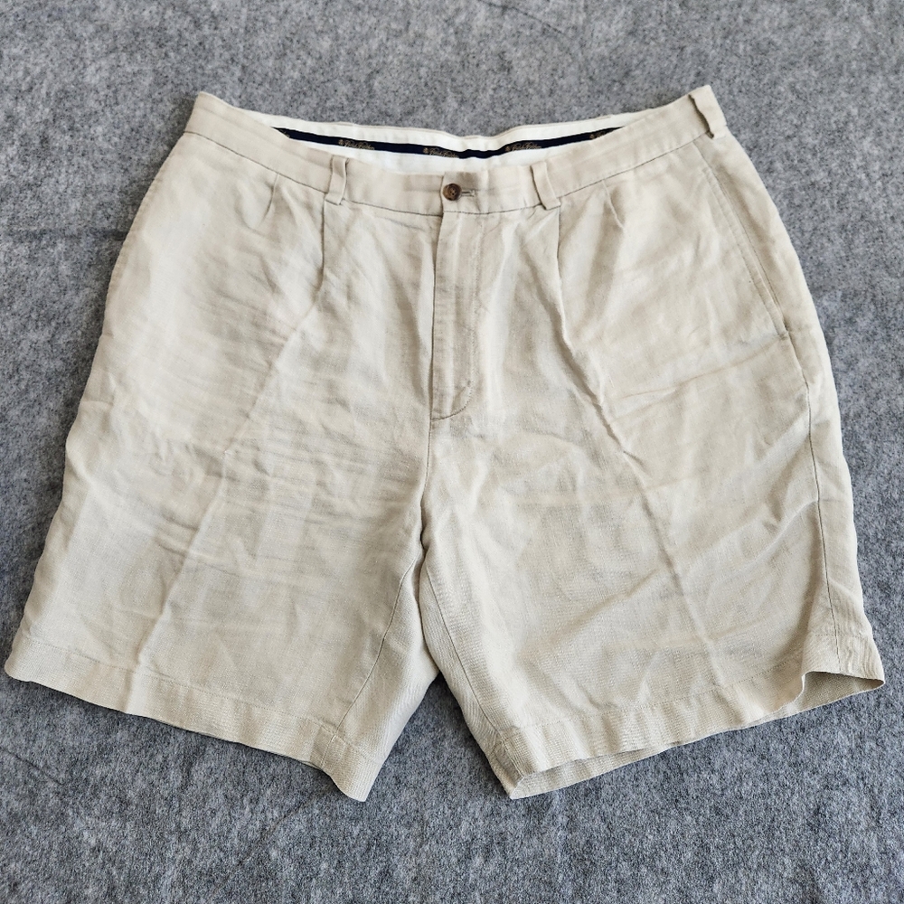 Brooks Brothers Linen Vintage Hong Kong Shorts Men's 38 Khaki Travel Resort